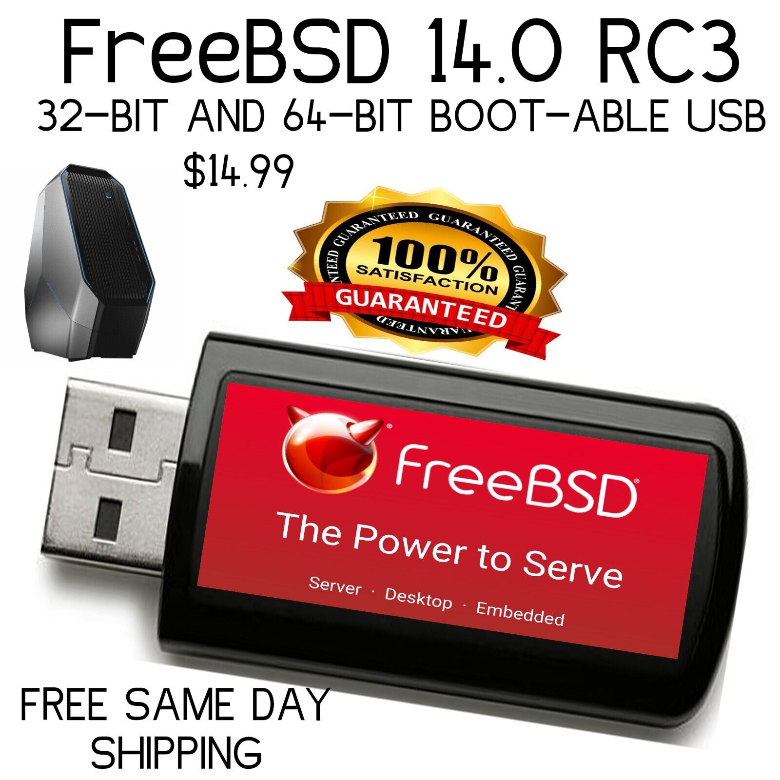 Free BSD 14 Linux Desktop Live/Installer MultiBoot USB - 64-bit and 32-bit