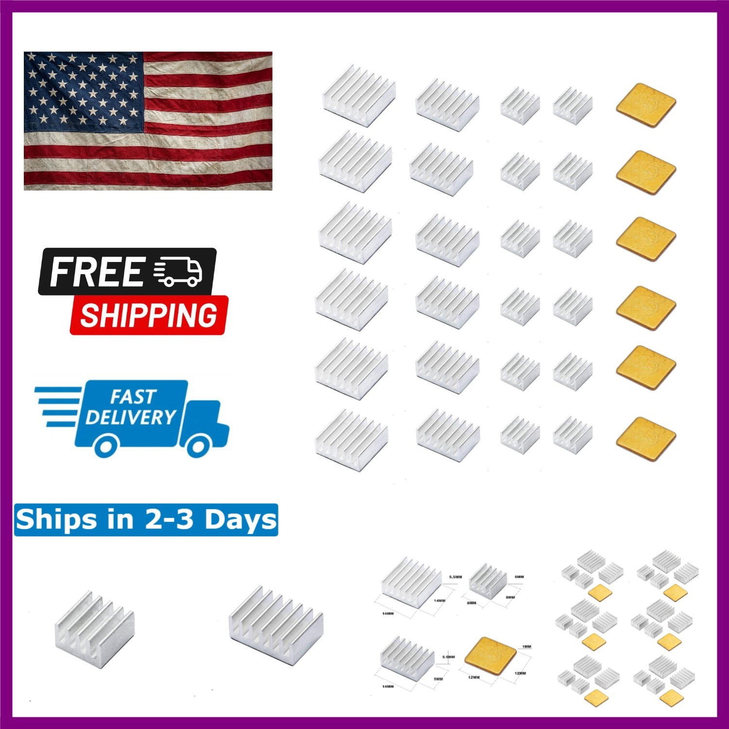 30 PCS Raspberry Pi Heatsink Kit -  Aluminum & Copper for Optimal Cooling