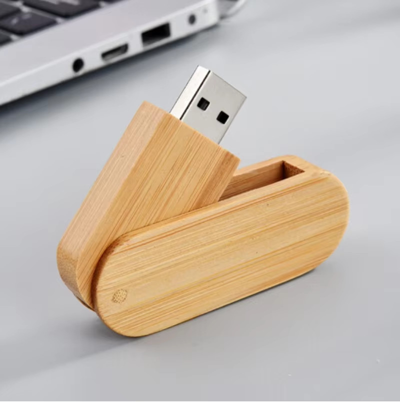 Custom Logo Wood Rotatable USB2.0 Flash Drives 32GB 64GB Pen Drive Memory Stick