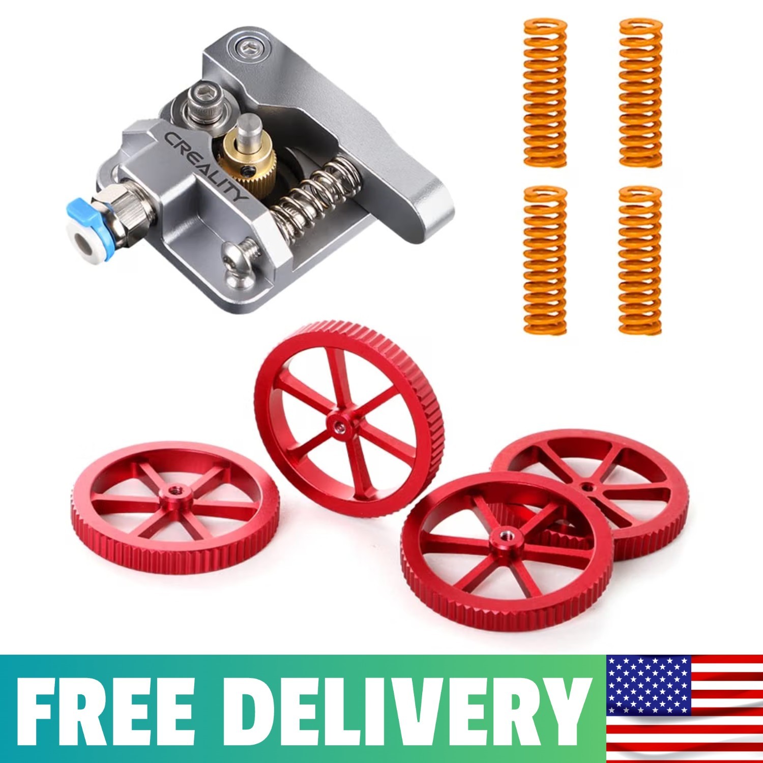 Official 3D Printer Upgrade Kit With All Metal MK-8 Extruder, 4 PCS Red Hand