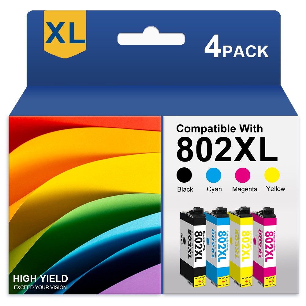 4PK 802XL T802XL Ink Cartridges For Epson WorkForce Pro WF-4720 WF-4730 WF-4740