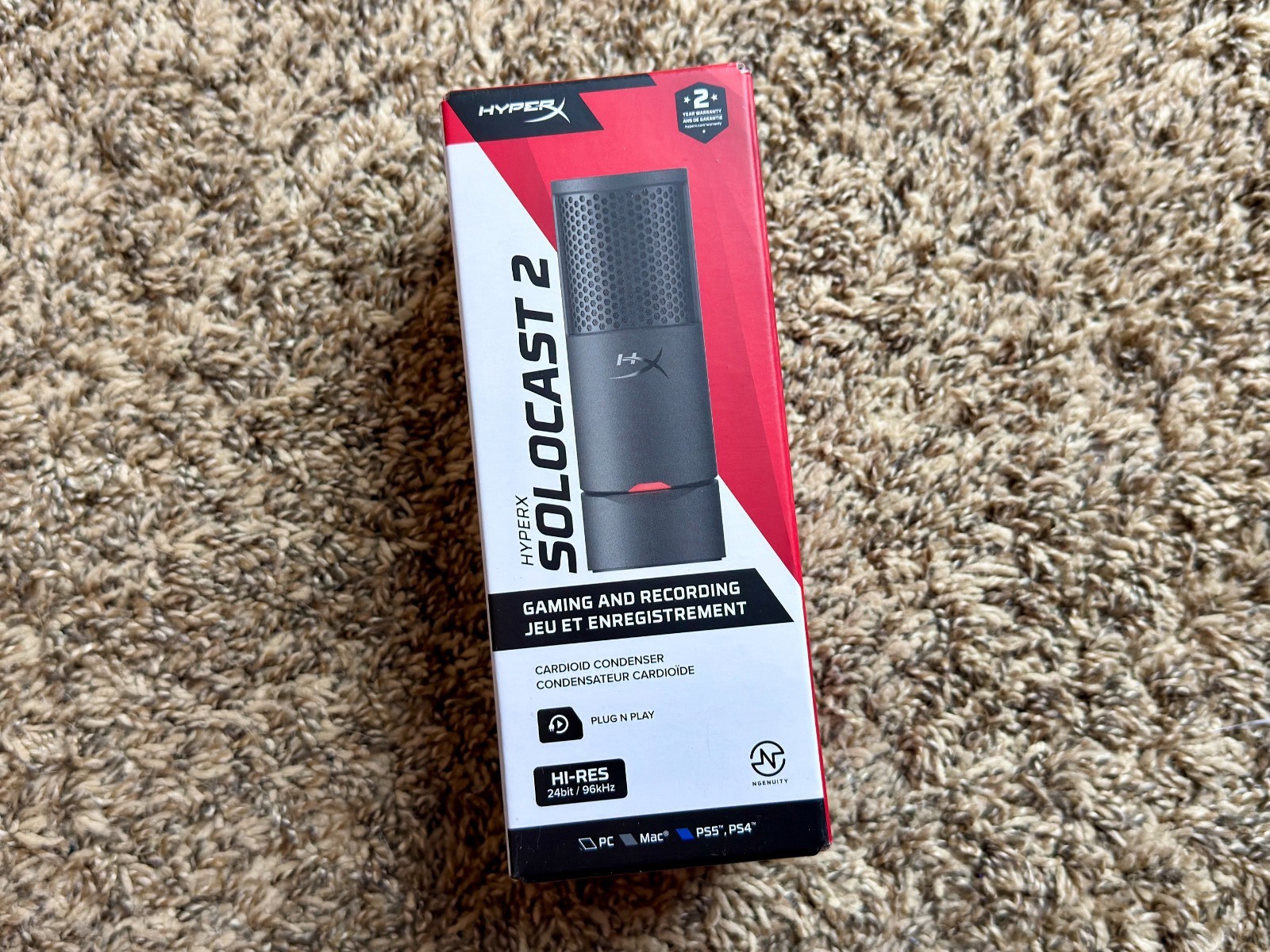 HyperX SoloCast 2 Gaming USB Condenser Mic for PC, USB-C to USB-A, Black