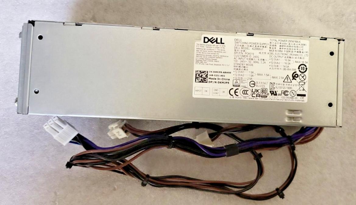 Genuine Dell Optiplex 3080 SFF 200W Power Supply L200EBS-01 5TVM5 KMJP5 VFXXF US