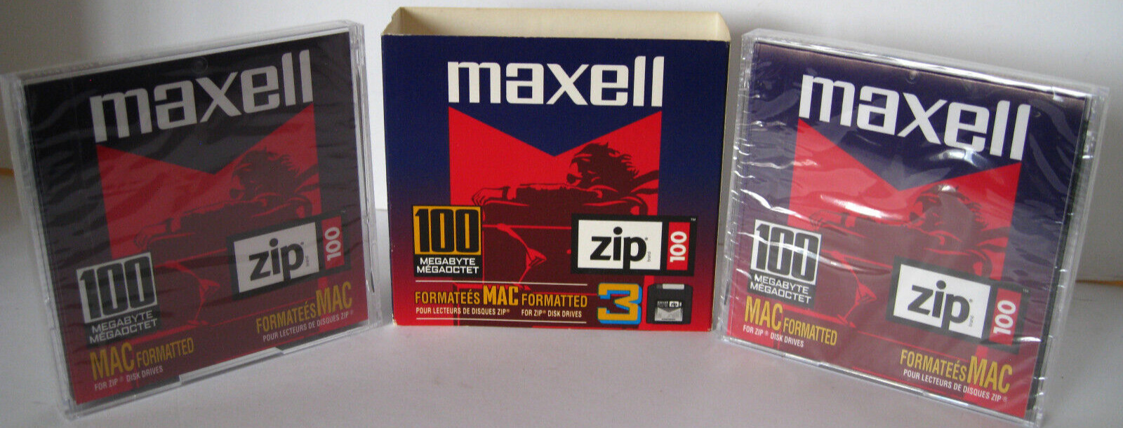SEALED Maxell Zip 100 MAC formatted 580105 2 pack 100MB Lot of 2 Disks NEW NOS