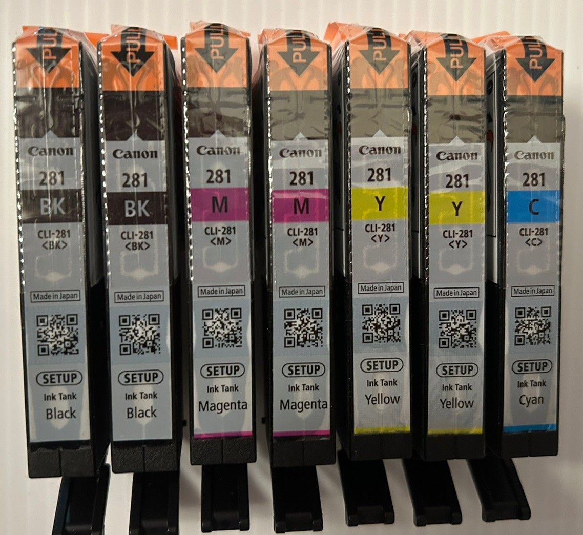 OEM Canon Genuine Ink Cartridges 281 Series FACTORY SEALED: C*1, Y*2, M*2, B*2