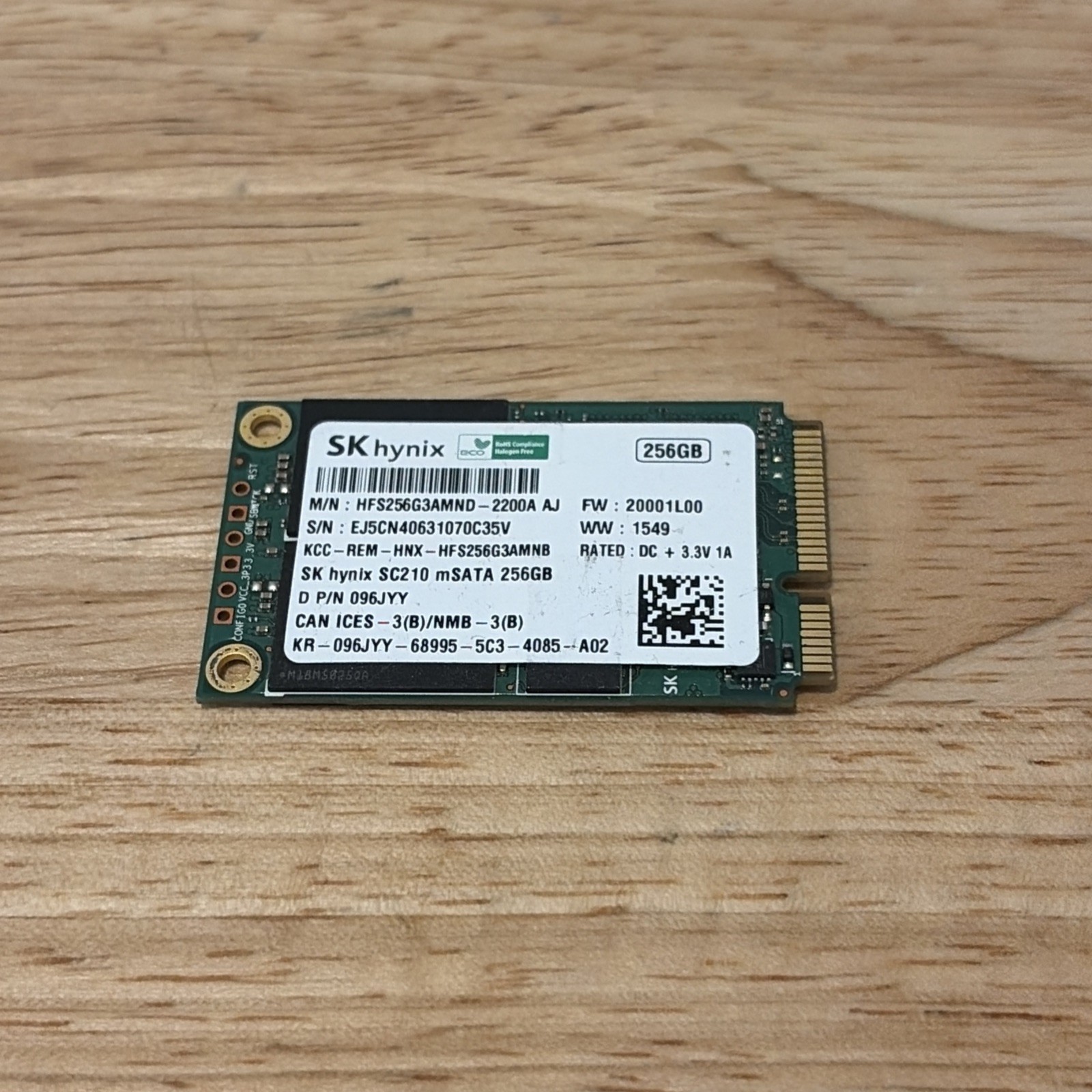 SK hynix 256GB mSATA SSD HFS256G3AMNB-2200A SATA 6Gb/s Working Pull