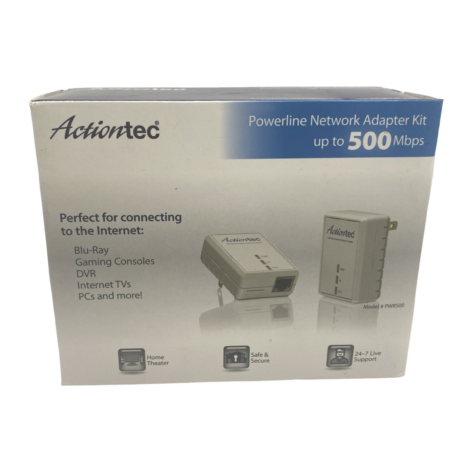 Actiontec Powerline Network 2 Single Port Adapter Kit 500 Mbps PWR500