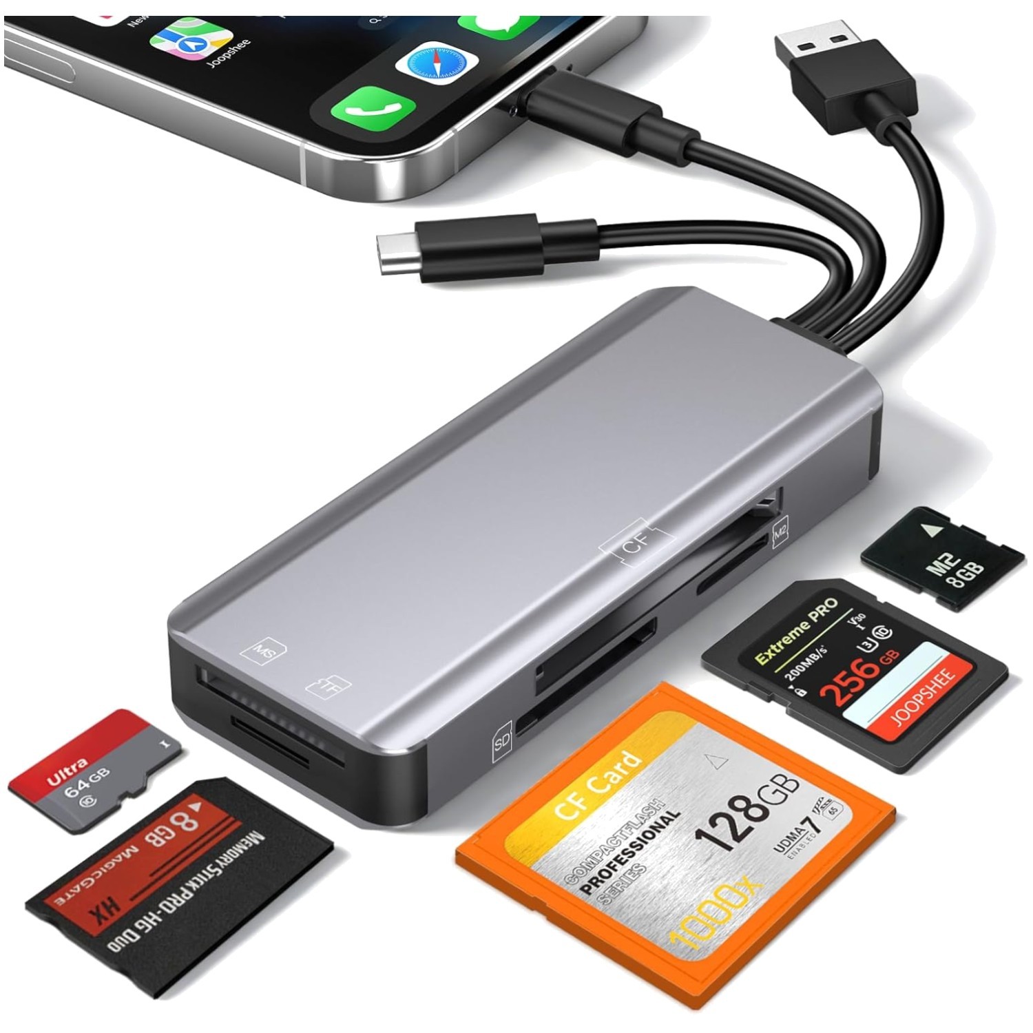 Portable 5-in-1 Card Reader USB Adapter - Ultimate Convenience for Data Transfer