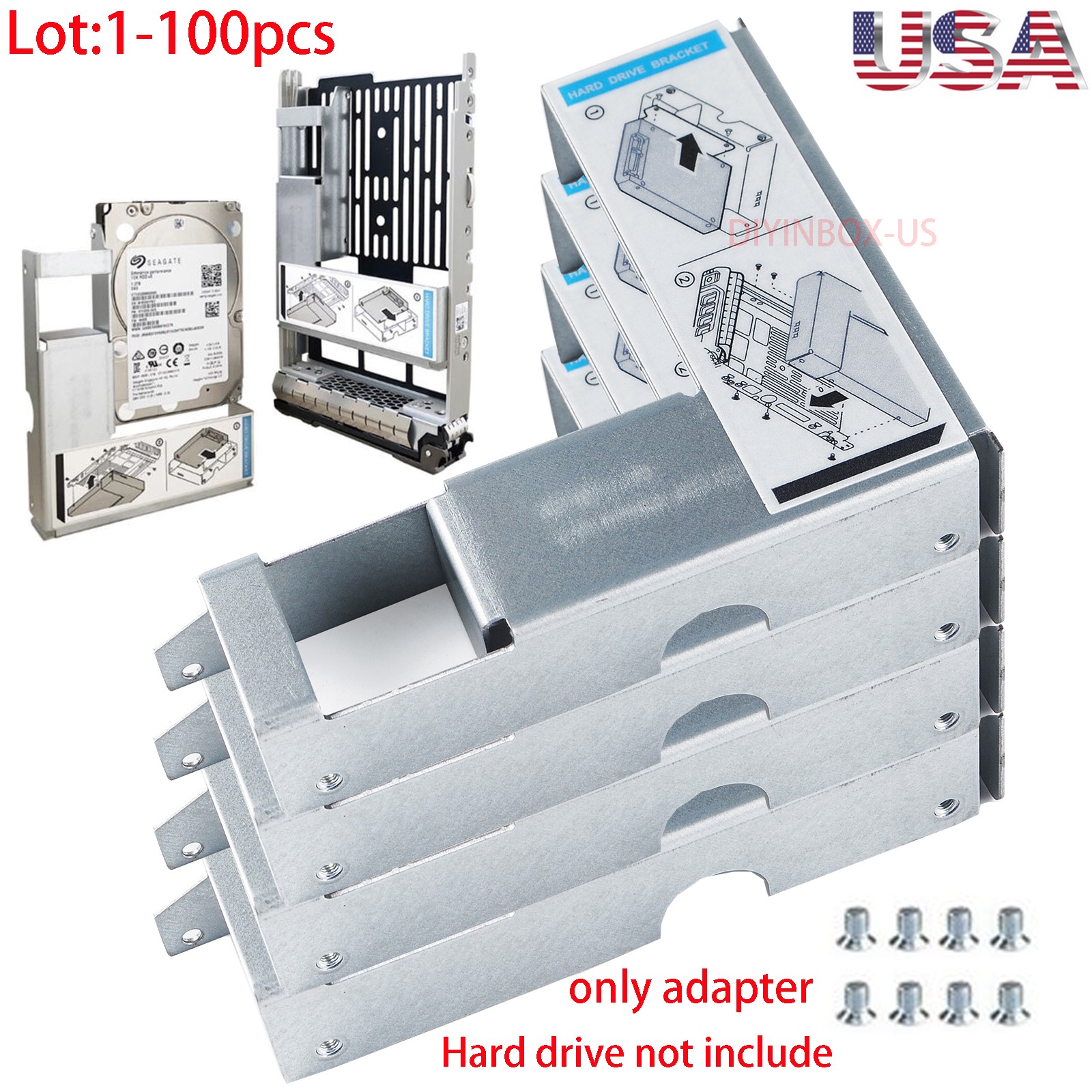 Lot 3.5" to 2.5" SAS/SATA Caddy Adapter 9W8C4 for Dell F238F KG1CH X7K8W 651314