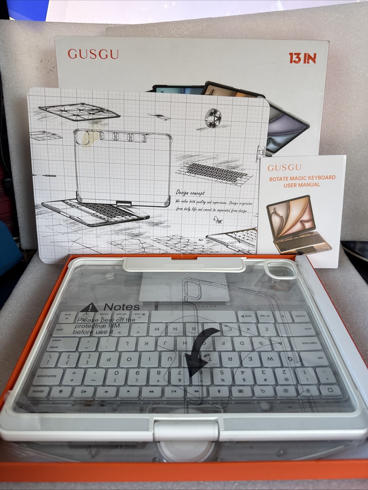 GUSGU ROTATE Magic Keyboard 13 IN. 360 Rotatable. Reinforced Frame. Smooth Key F