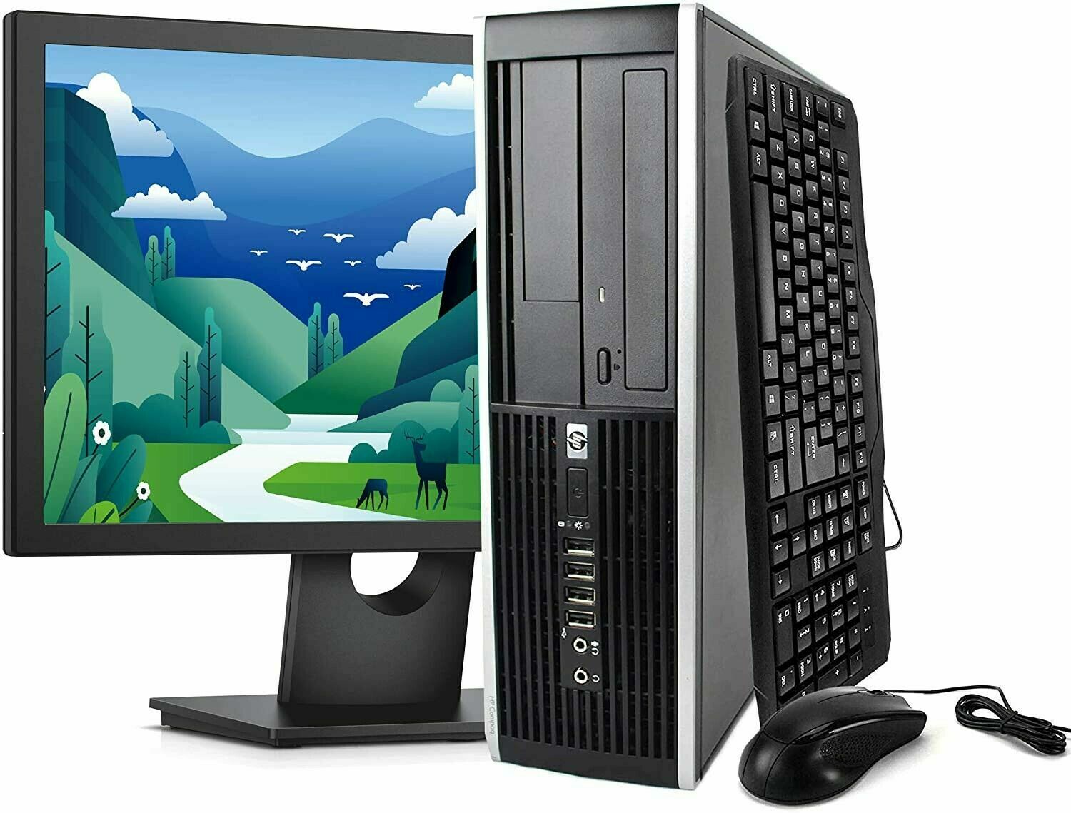 HP OR DELL Desktop PC 8GB 500GB HDD 22" LCD Monitor WiFi Windows 10 Warranty