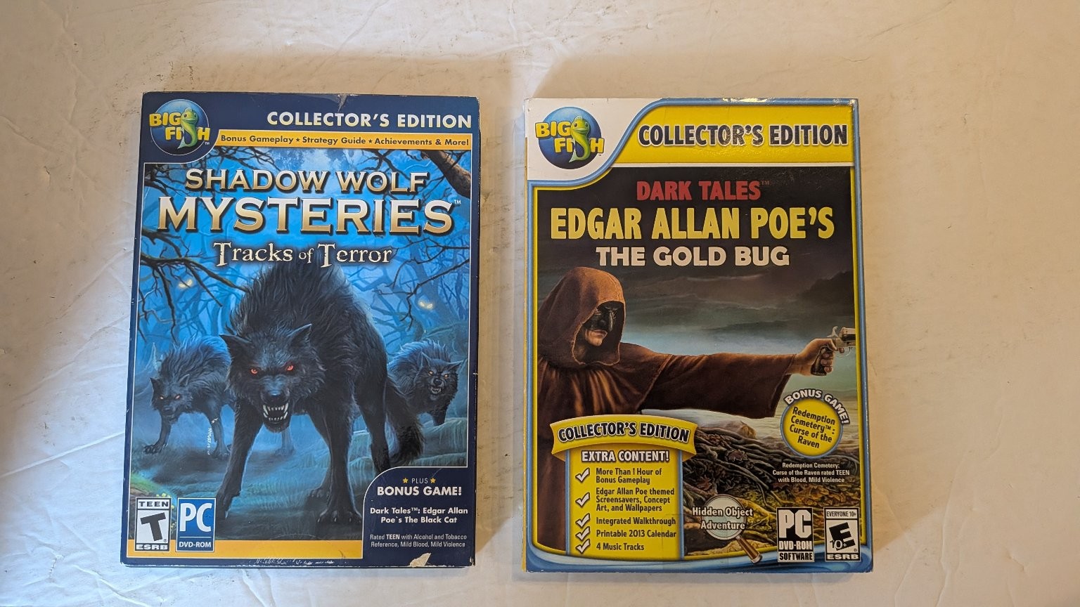 Big Fish Games PC DVD-ROM Lot of 2 Shadow Wolf Mysteries Dark Tales The Gold Bug