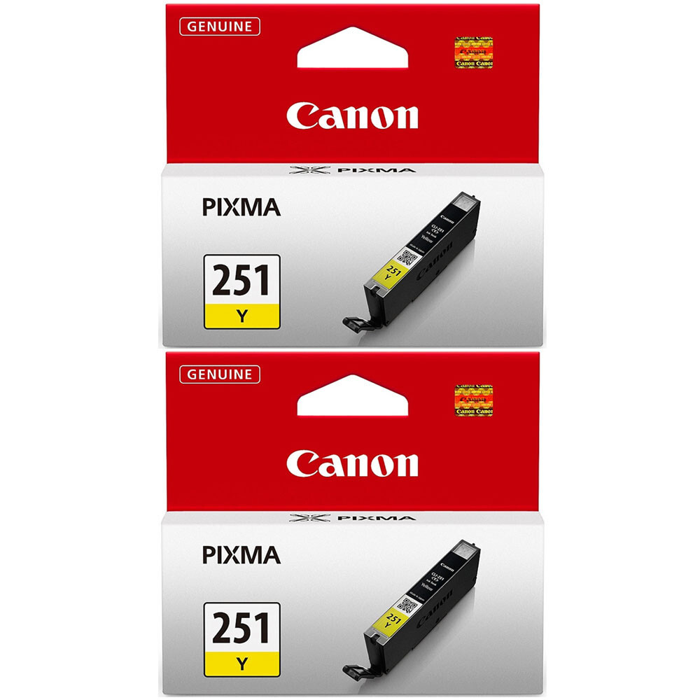 2 Pack GENUINE Canon CLI-251 Yellow Ink for PIXMA MG6620 MG7520 MX922 iP8720