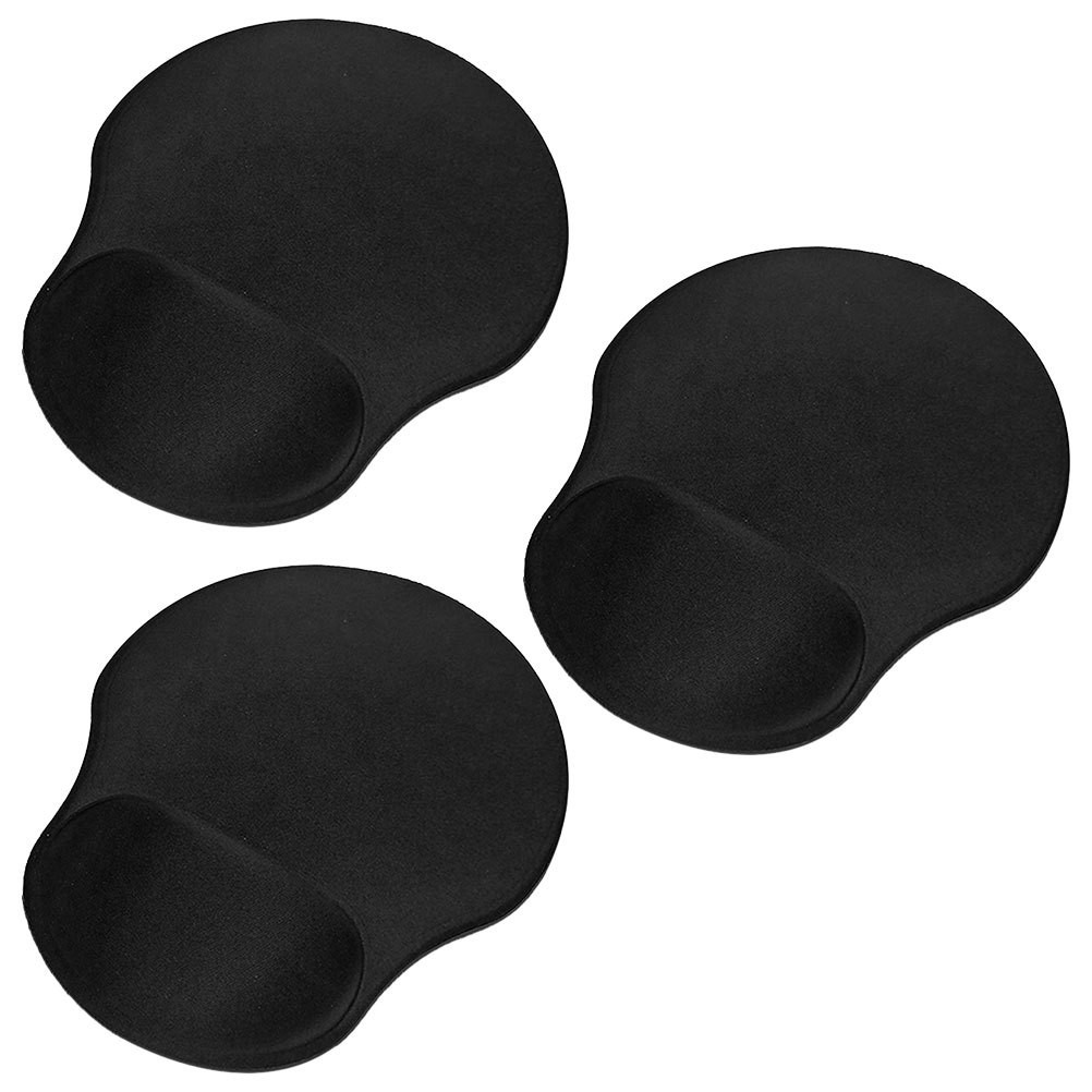 3Pcs Reusable Black Mouse Pad Wrist Rest Ergonomic Office Computer Mat