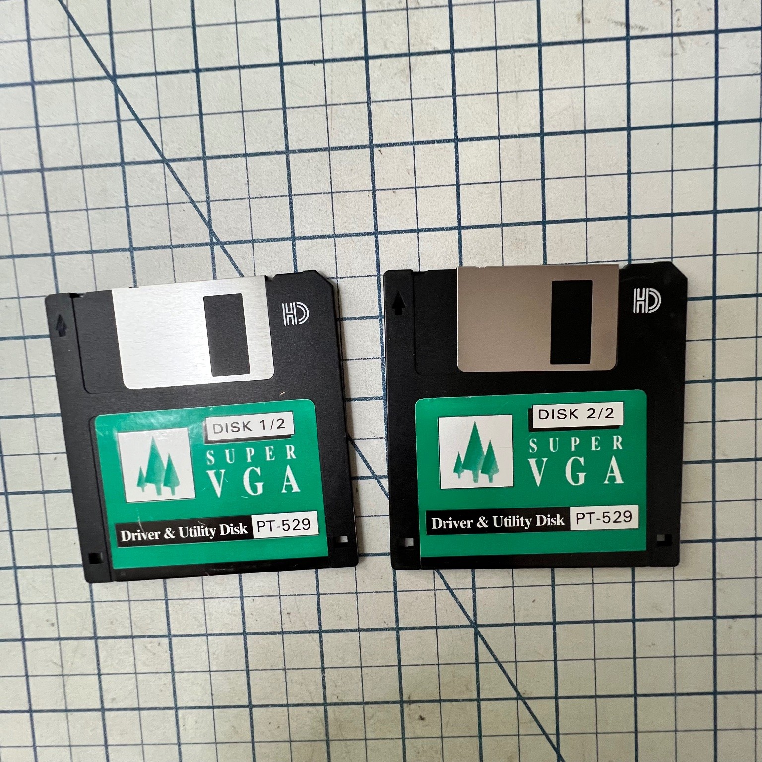 SUPER VGA Driver Utility Software 3.5" Floppy Disk Set PT-529 Windows Vintage