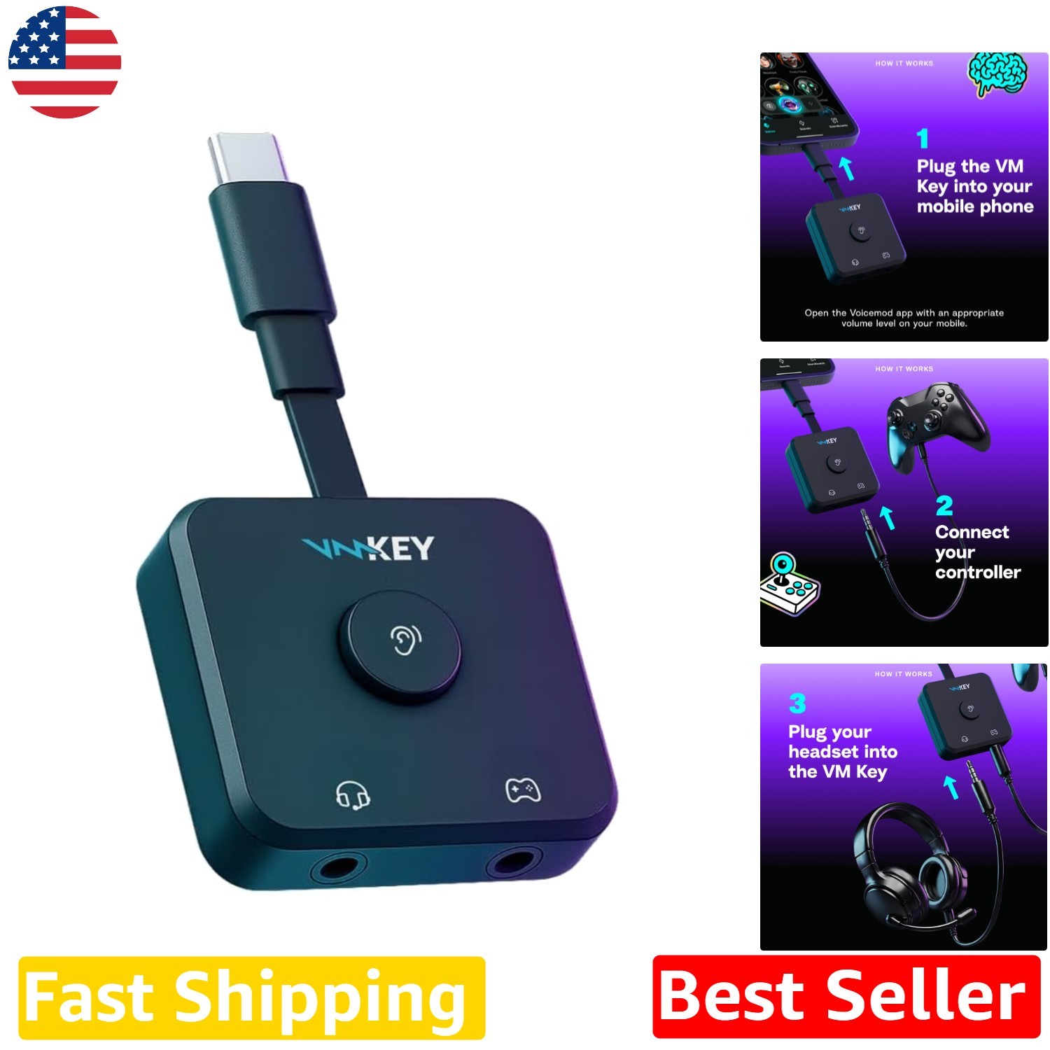 Gaming Voice Changer Key for PS4 Xbox Nintendo - Real-Time Mobile Control