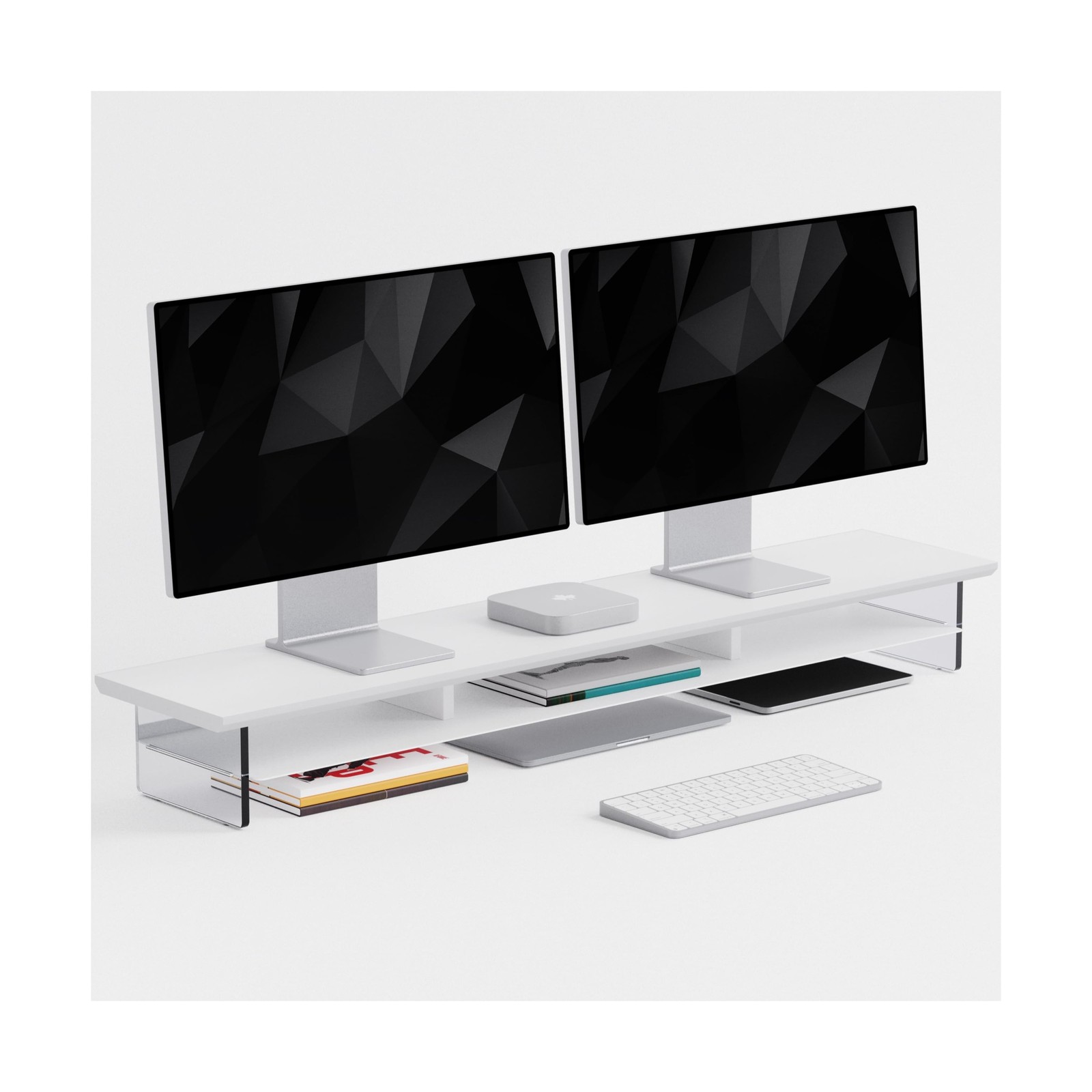 Dual‑Tier Monitor Stand for Modern Desk Setup – Minimalist Wooden an