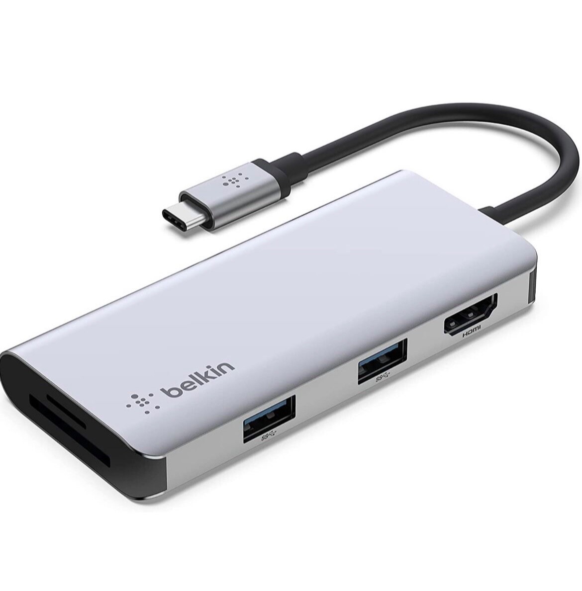 Belkin USB C Hub, 5-in-1 MultiPort Adapter Dock with 4K HDMI, 2 x USB A 3.1