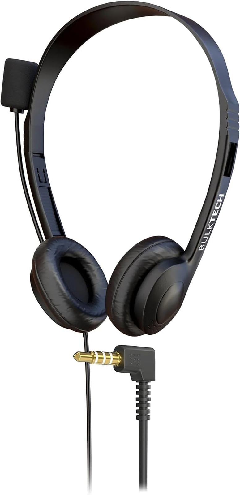 1 Pack Wired On-Ear Leather Headsets with Boom Microphone and 3.5mm Connector, B