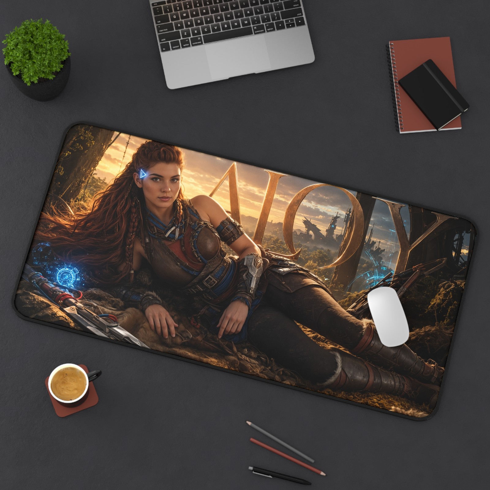 Aloy Mouse Pad, Horizon XXL Gaming Desk Mat, Fantasy Adventure Pad