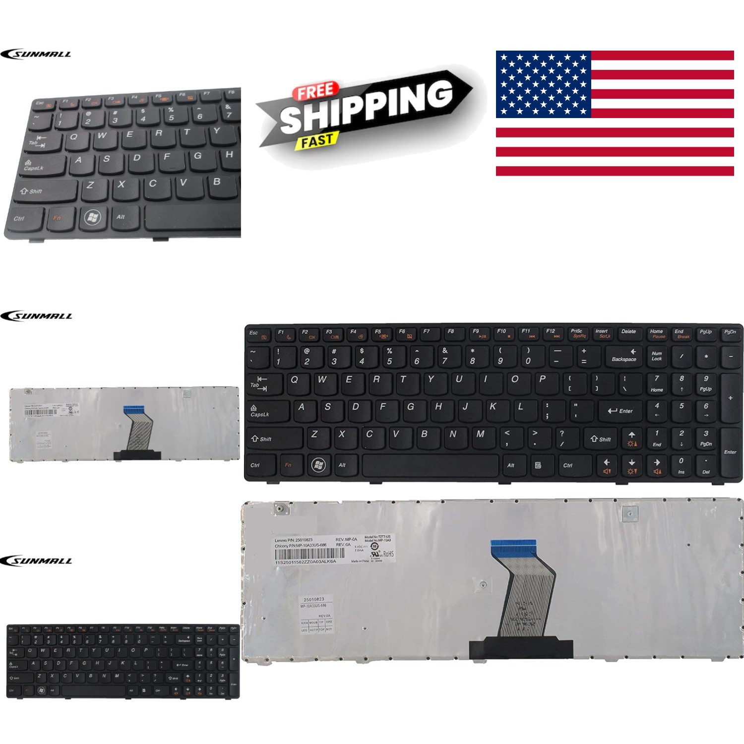 New Keyboard Replacement for Lenovo Ideapad B570 Z560 Black Scissor Switch