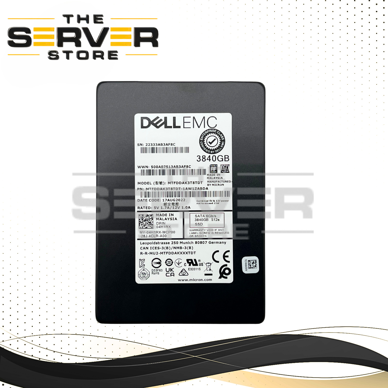 Dell 3.84TB SATA 6G MU SFF 2.5" SSD Micron 5300 MAX MTFDDAK3T8TDT 04H1RX 4H1RX