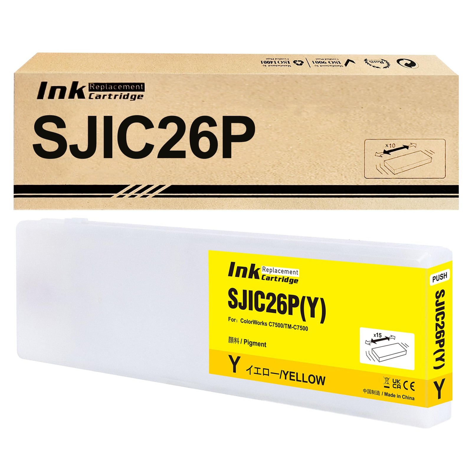 LCL SJIC26P Yellow Ink Cartridge 300mL for Epson ColorWorks C7500 Compatible