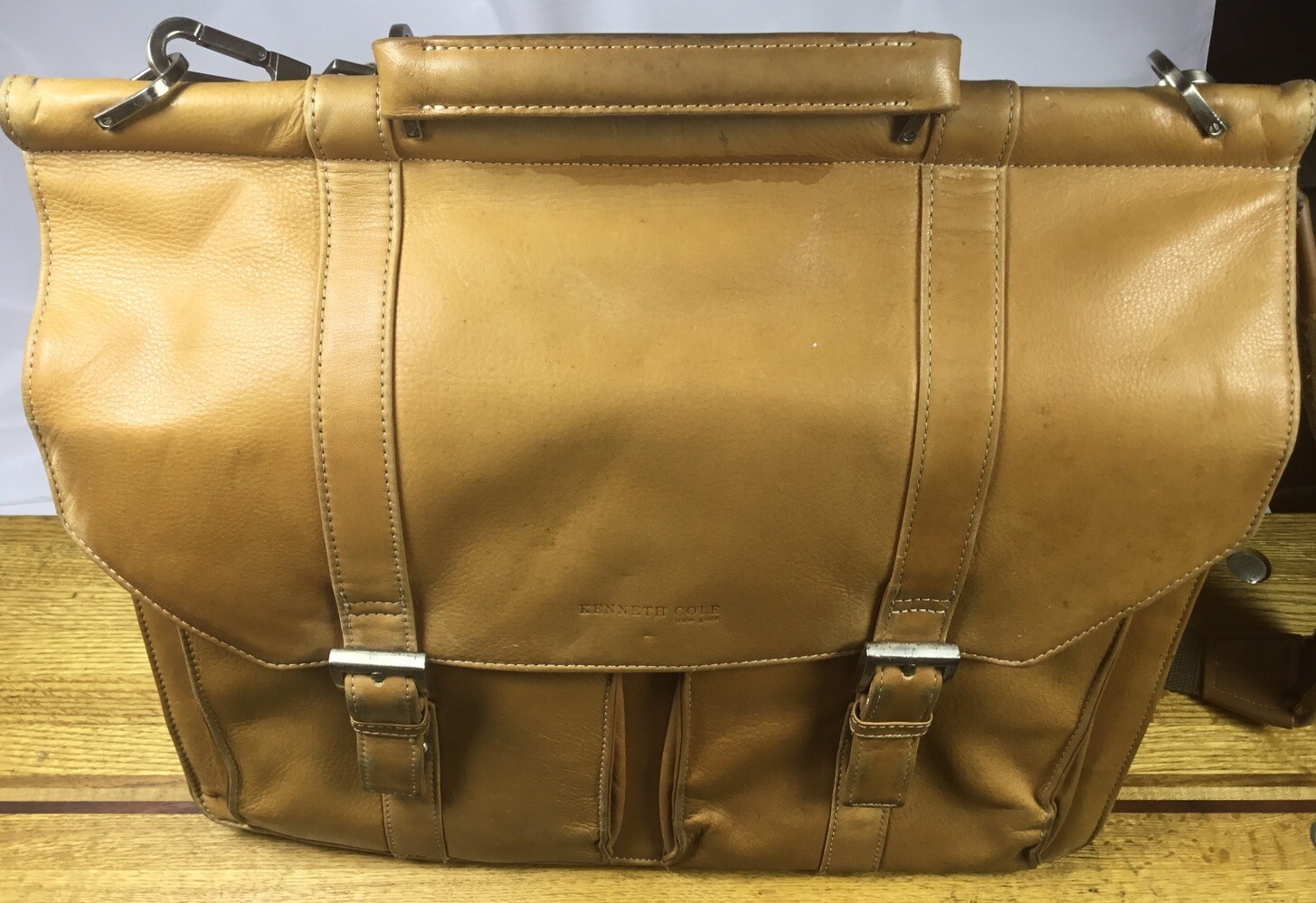 Vtg Kenneth Cole New York Leather Messenger Madmen Crossbody Bag Briefcase