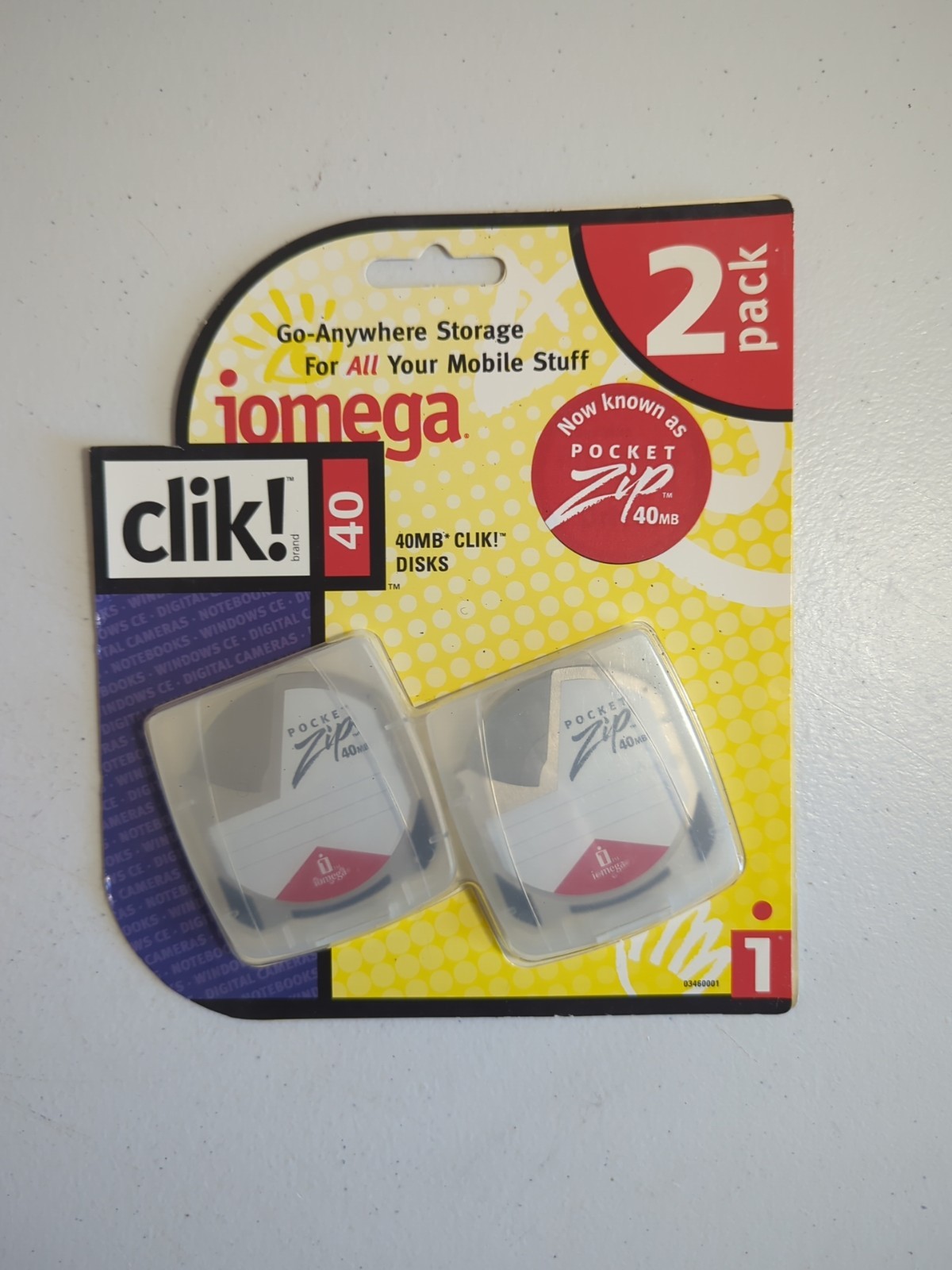 2 Pcs Vintage Iomega Clik 40mb Discs Rare In Original Sealed Package