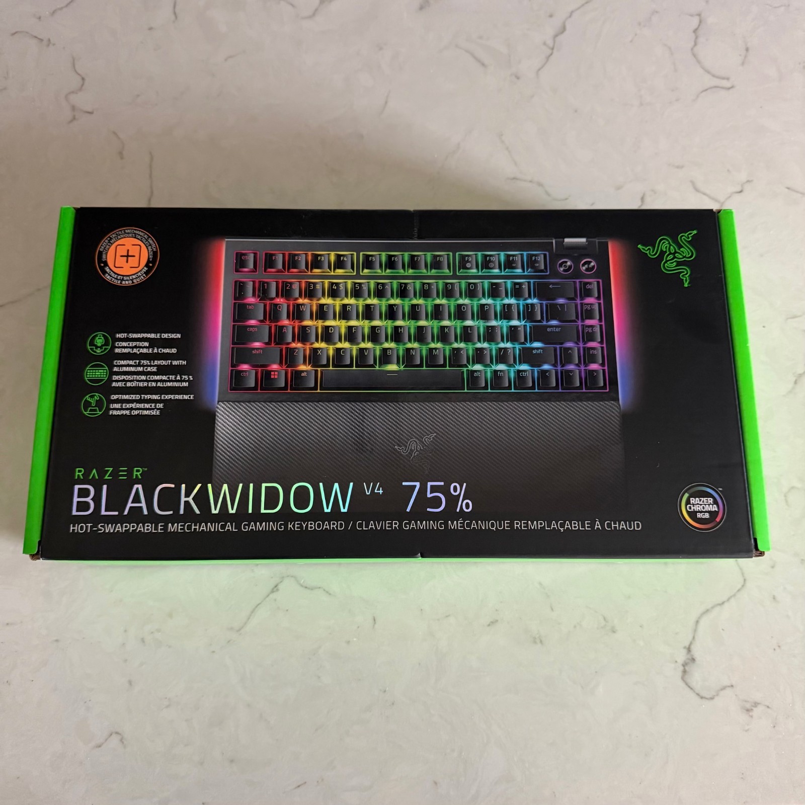 New Razer Blackwidow V4 75% Hot-Swappable Keyboard Tactile Switches - SEALED