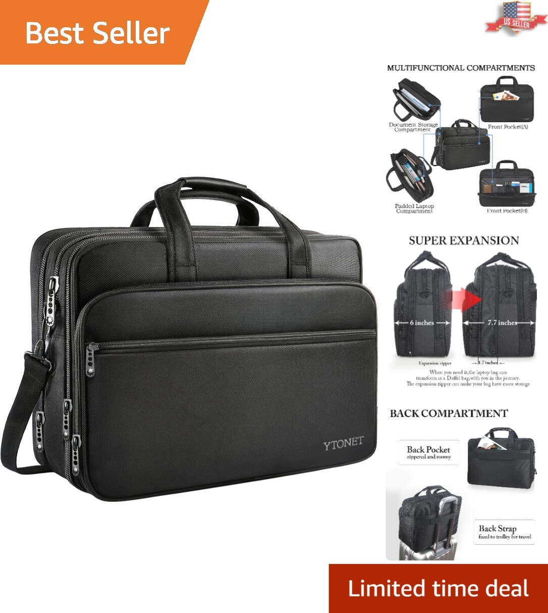 Expandable 18-Inch Gaming Laptop Briefcase - Water-Resistant Travel Companion