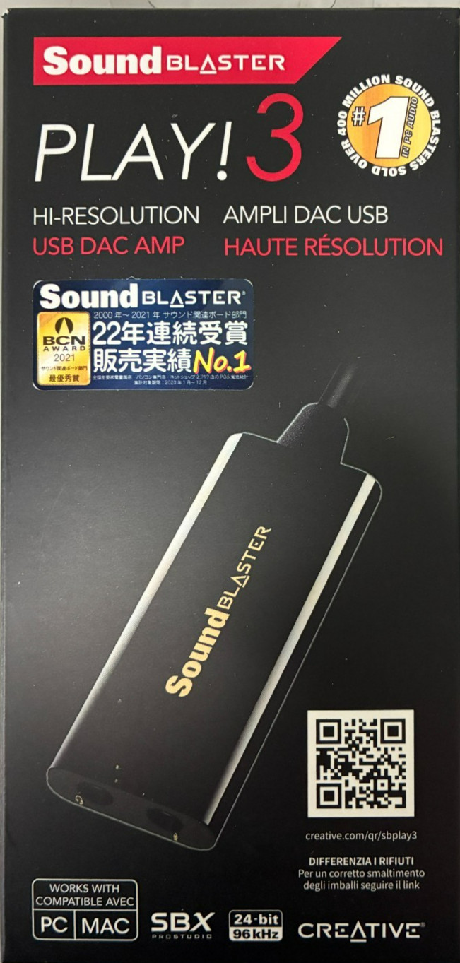 CREATIVE - 70SB173000000 - Sound Blaster PLAY 3 USB DAC Amp and External Sound