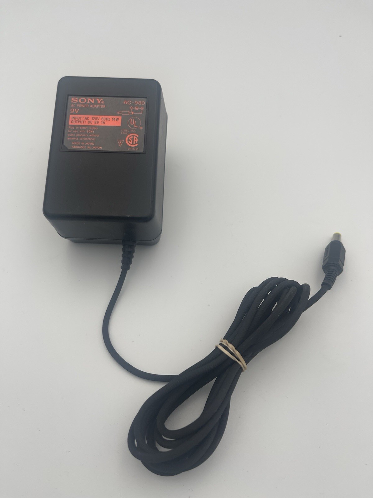 One Sony AC-980 9V AC Power Adaptor Dictation Transcription Equipment Genuine