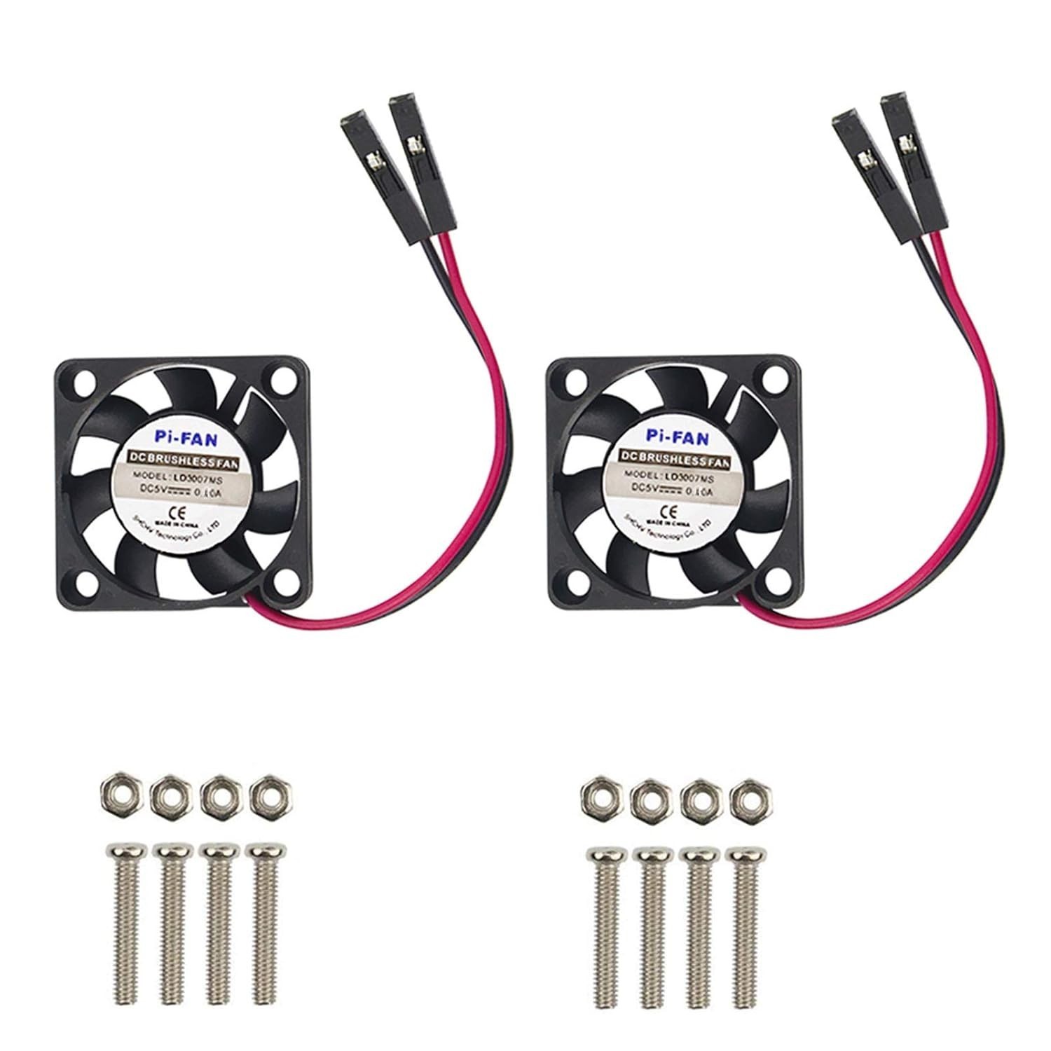 Raspberry Pi 4 Cooling Fan - 30x30x7mm Brushless CPU Fan (2-Pack)