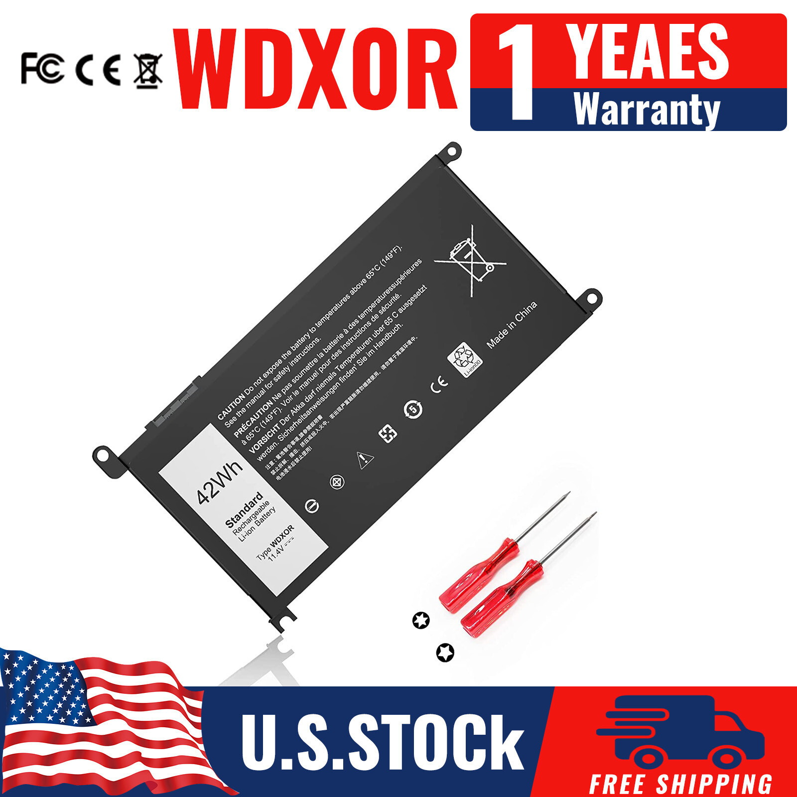 Genuine 42WH WDX0R WDXOR Battery For Dell Inspiron 13 5368 5378 5379 7368 7378