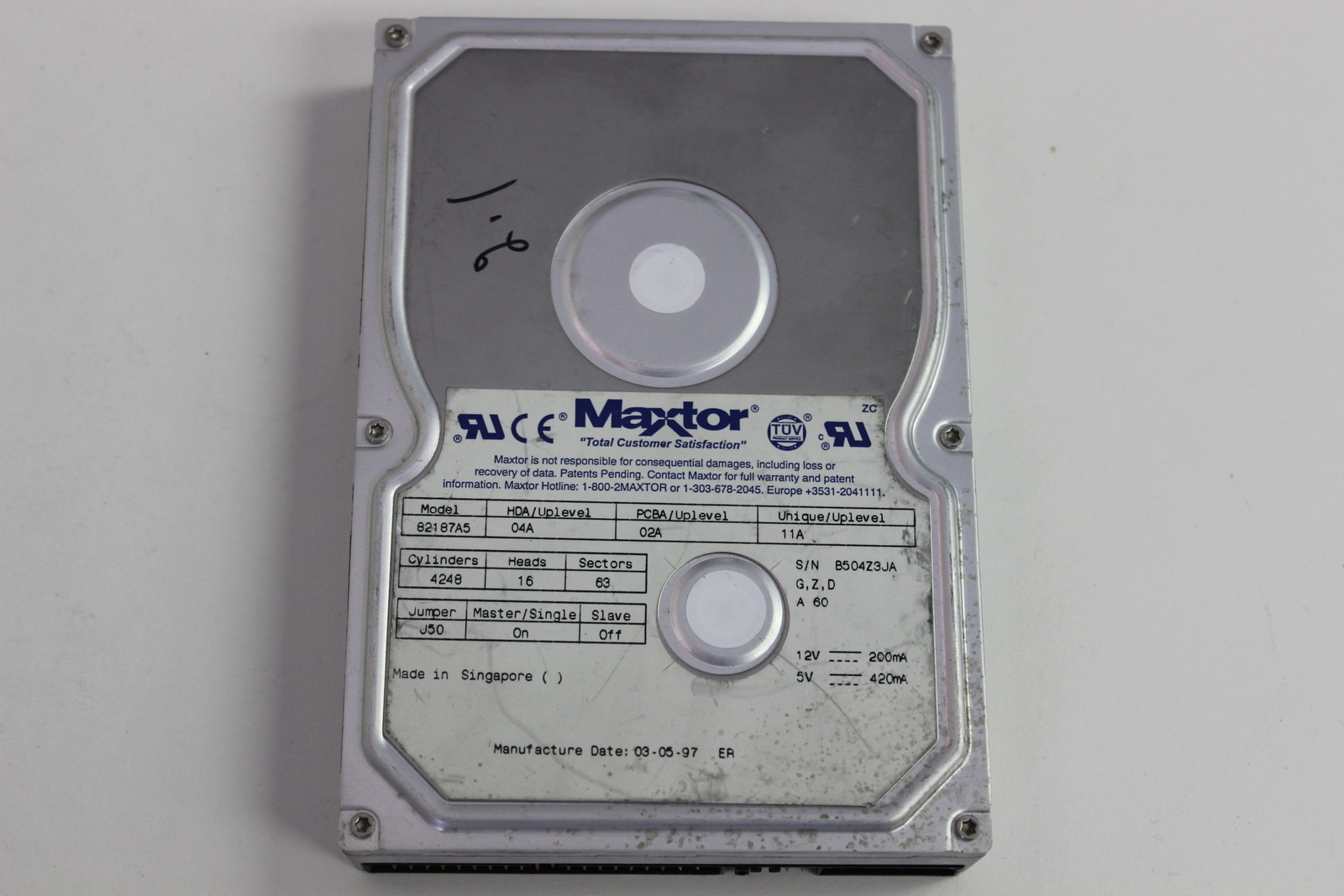 MAXTOR 82187A5 3.5 2.1GB IDE HARD DRIVE  WITH WARRANTY