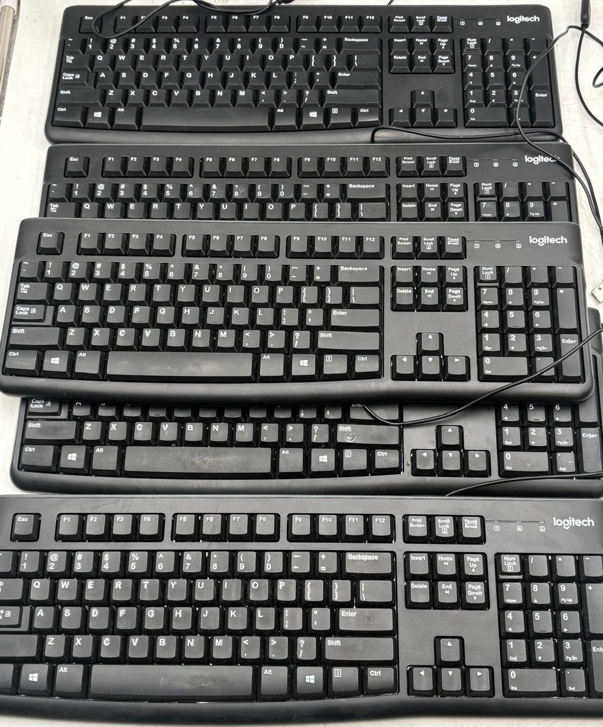 Lot Of 5 Logitech K120 USB Wired Keyboard - Black