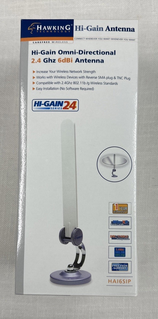 Hawking Technology Hi-Gain 6dBi Antenna Model HA1651P 2.4Ghz New Sealed*