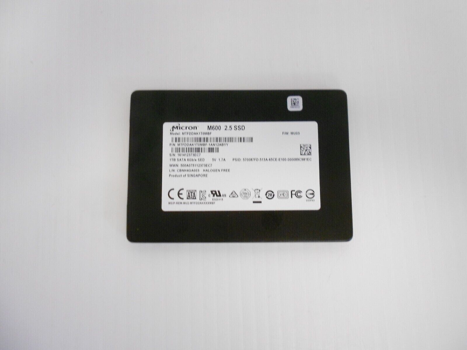 Micron M600 1TB 2.5'' 6Gb/s SATA SSD P/N: MTFDDAK1T0MBF-1AN12ABYY / NEW