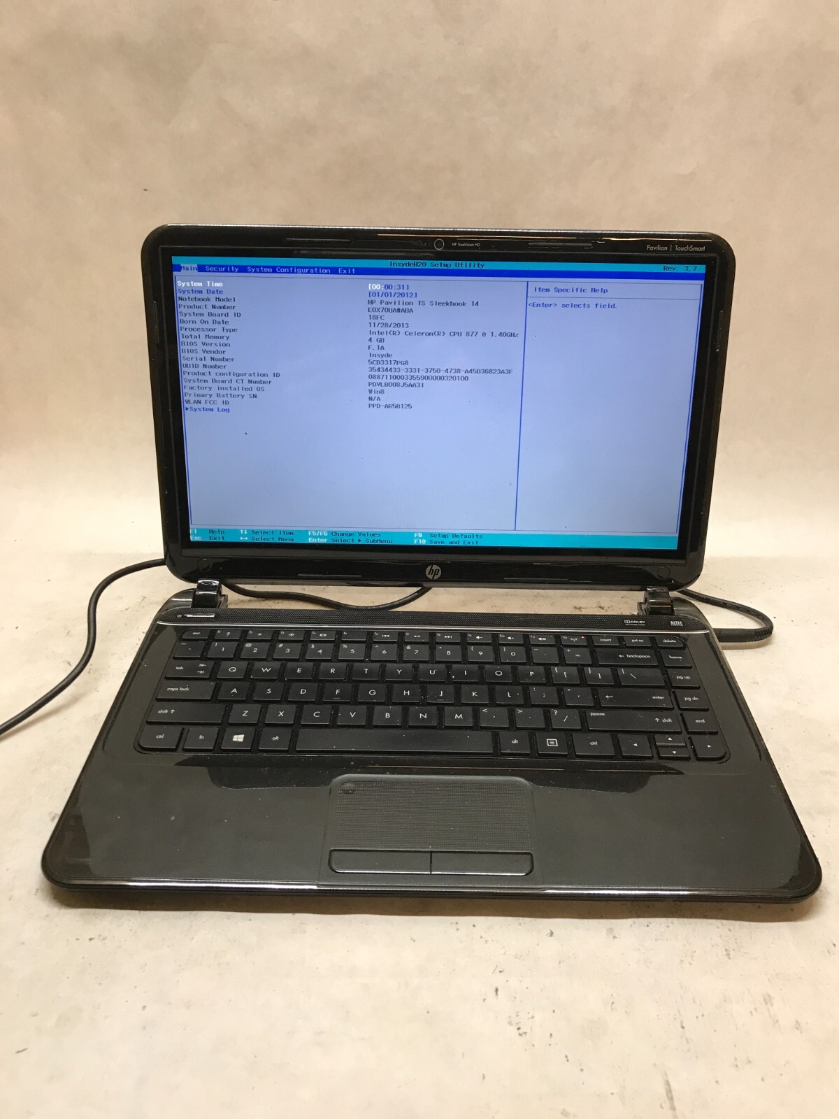 HP Pavilion TS Sleekbook 14 Intel Celeron 877 1.4GHz 4GB RAM NO HDD NO OS -  -DW