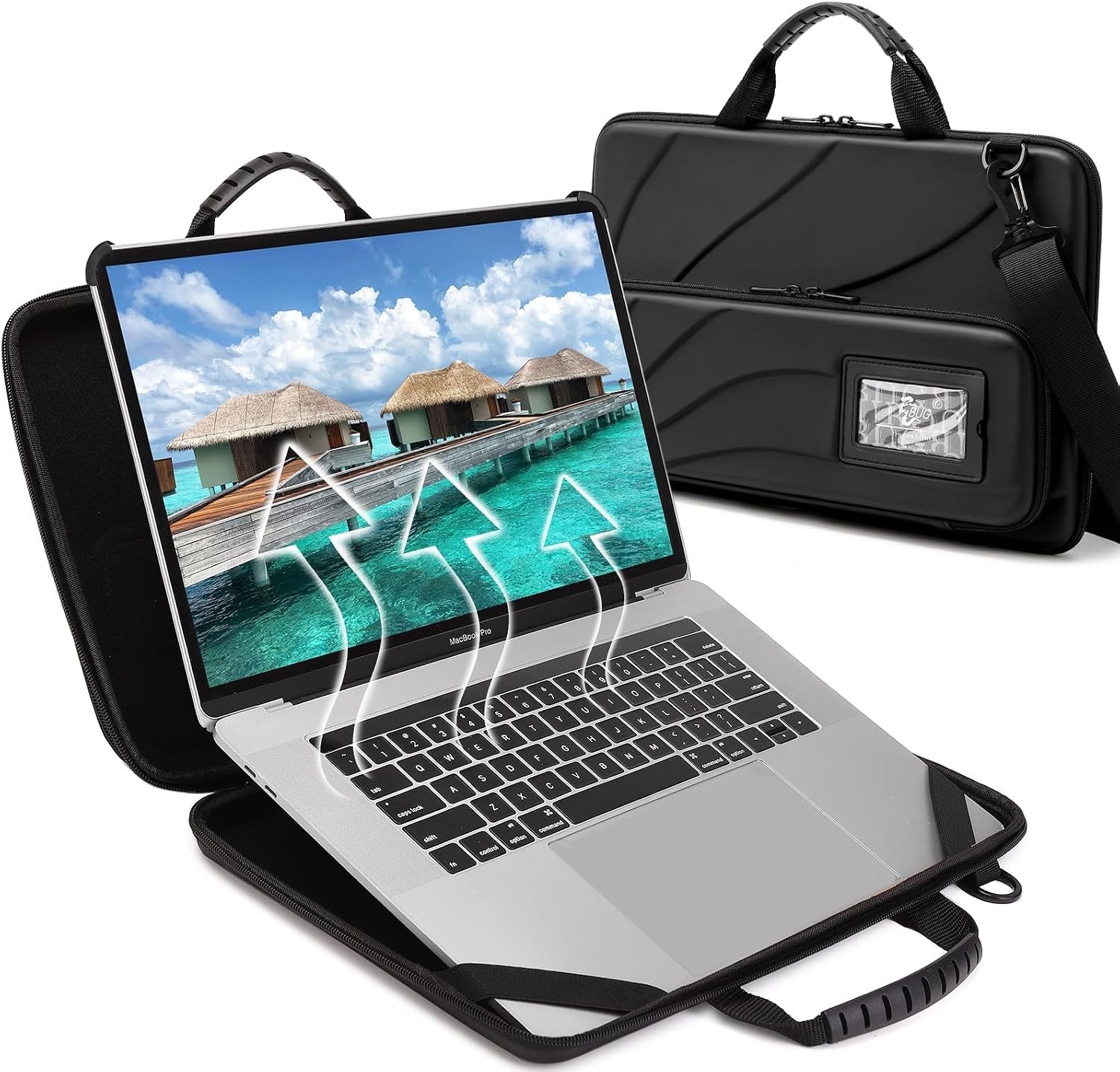 Hard Shell Laptop Case for 13-14 Inch Devices, Protective Carrying Case with Sta
