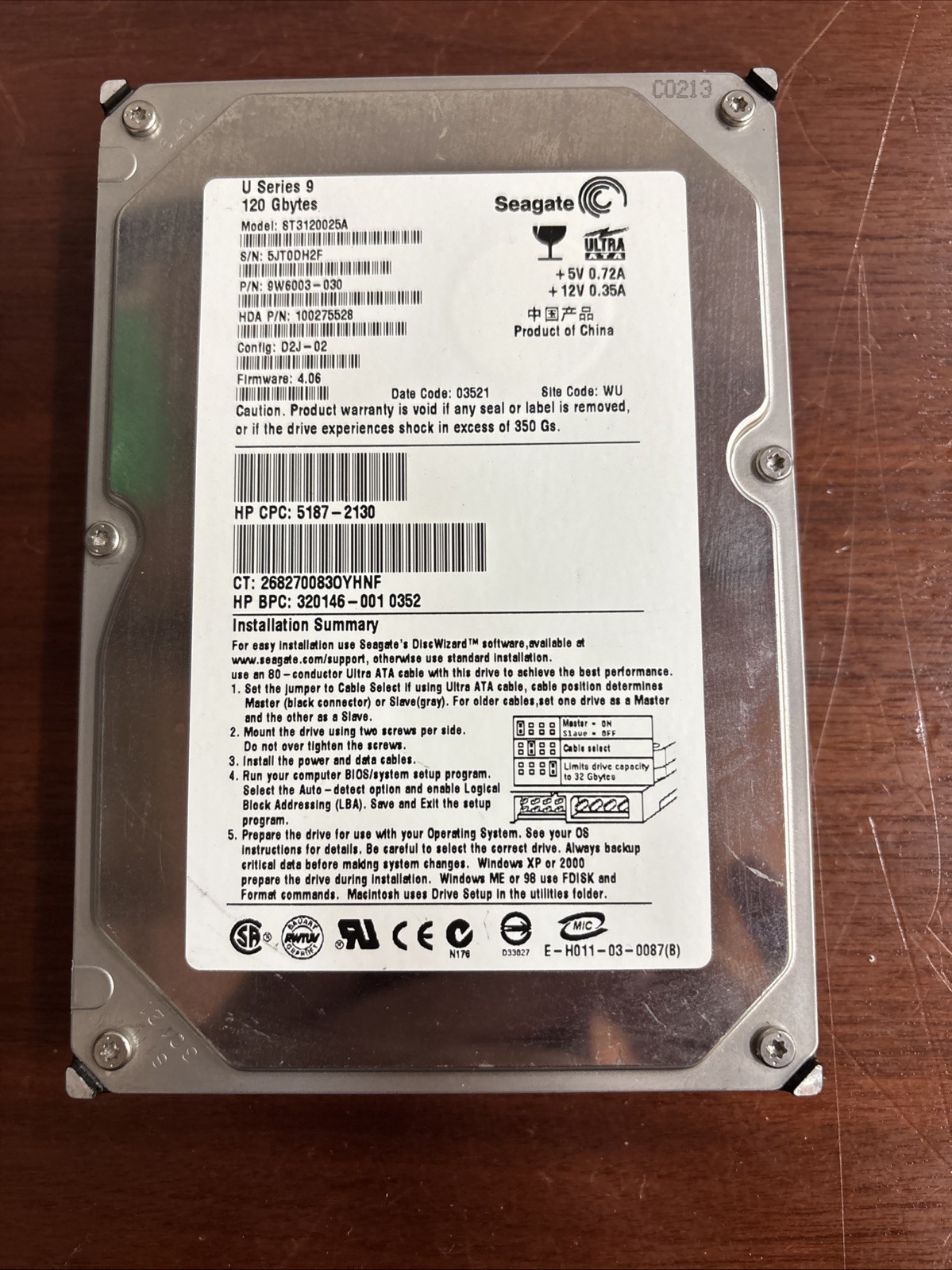 Seagate U Series 9 120GB Internal 3.5" (ST3120025A) HDD