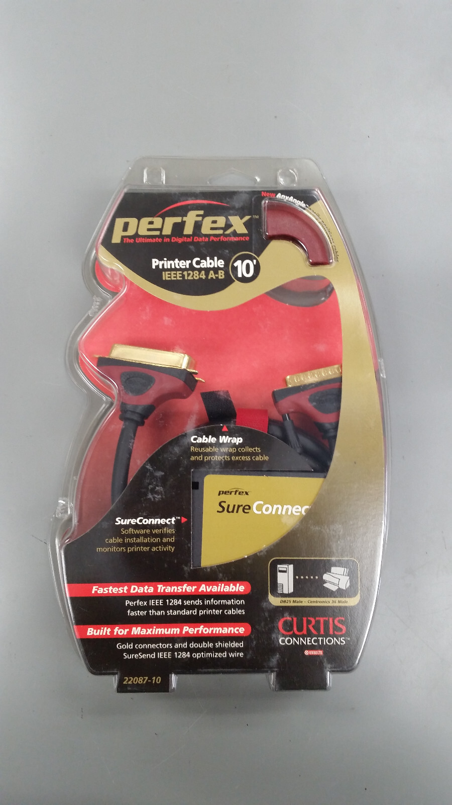 Perfex 10' Printer Cable Curtis Connections IEEE 1284 A-B