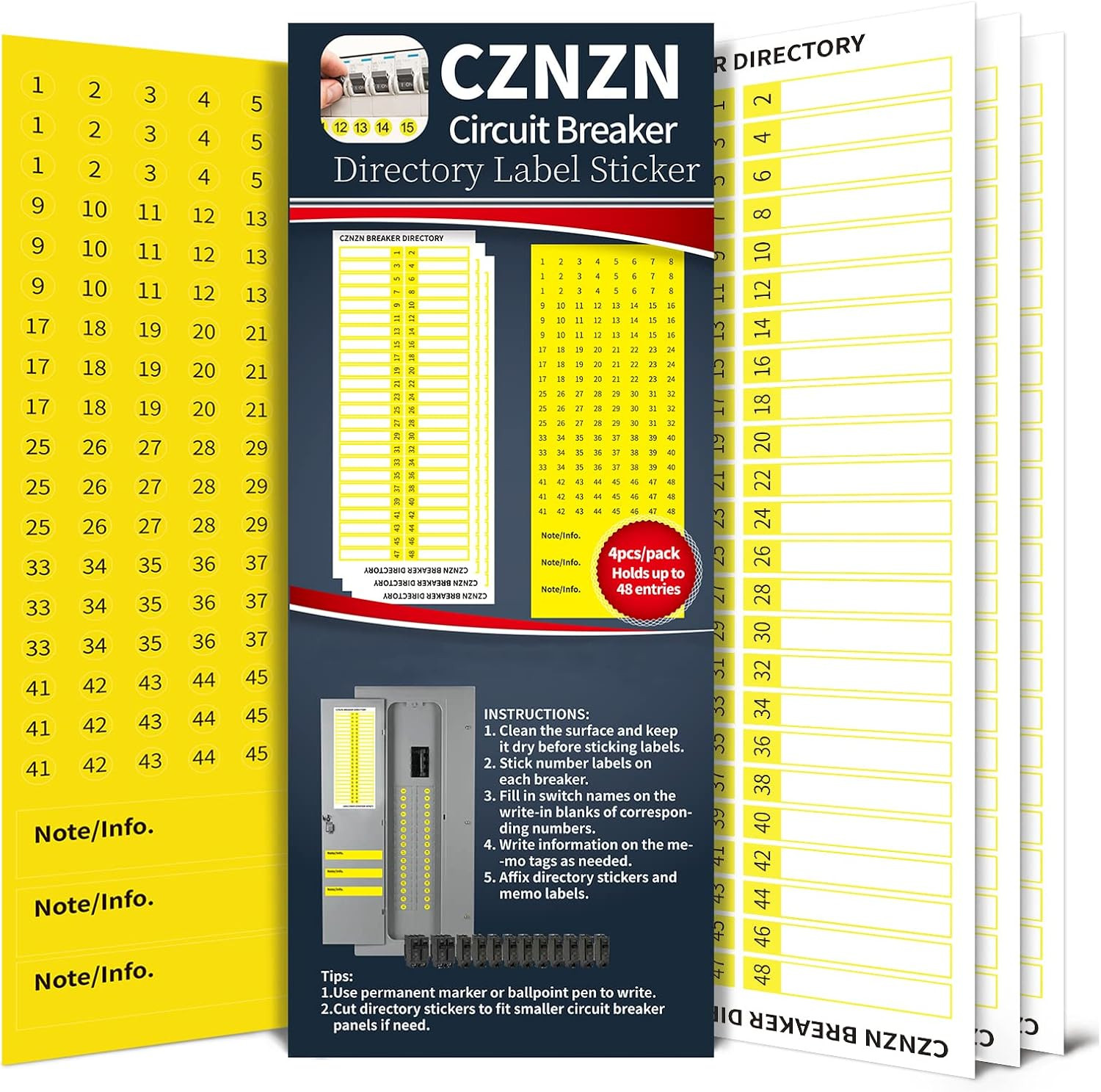 Electrical Panel Labels Circuit Breaker Box Stickers, 48 * 3 Blank Catalog |