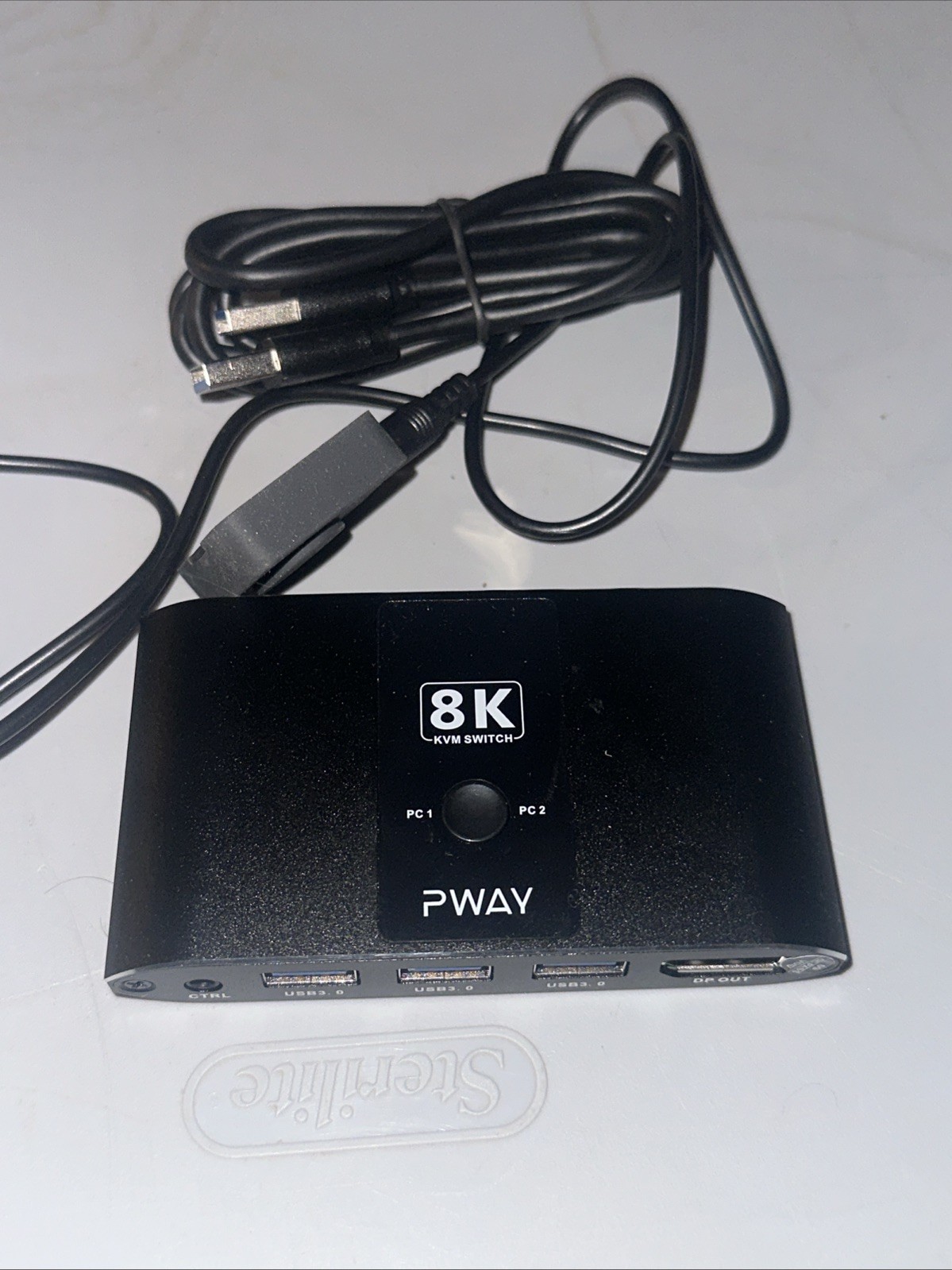 Pway 8K DP Display Port KVM Switch 1 Monitor 2 Computers 8K 4 3.0 USB Open Box