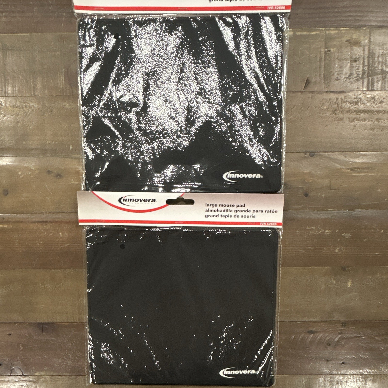 Innovera Large/XL Black Mouse Pad 2-Pack Plain Design IVR-52600