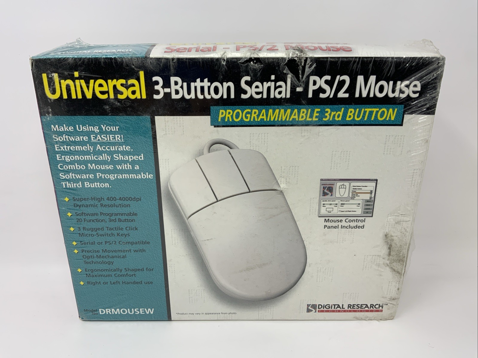 Digital Research Internet Mouse 3-Button Serial and PS/2 Windows Vtg NEW Sealed