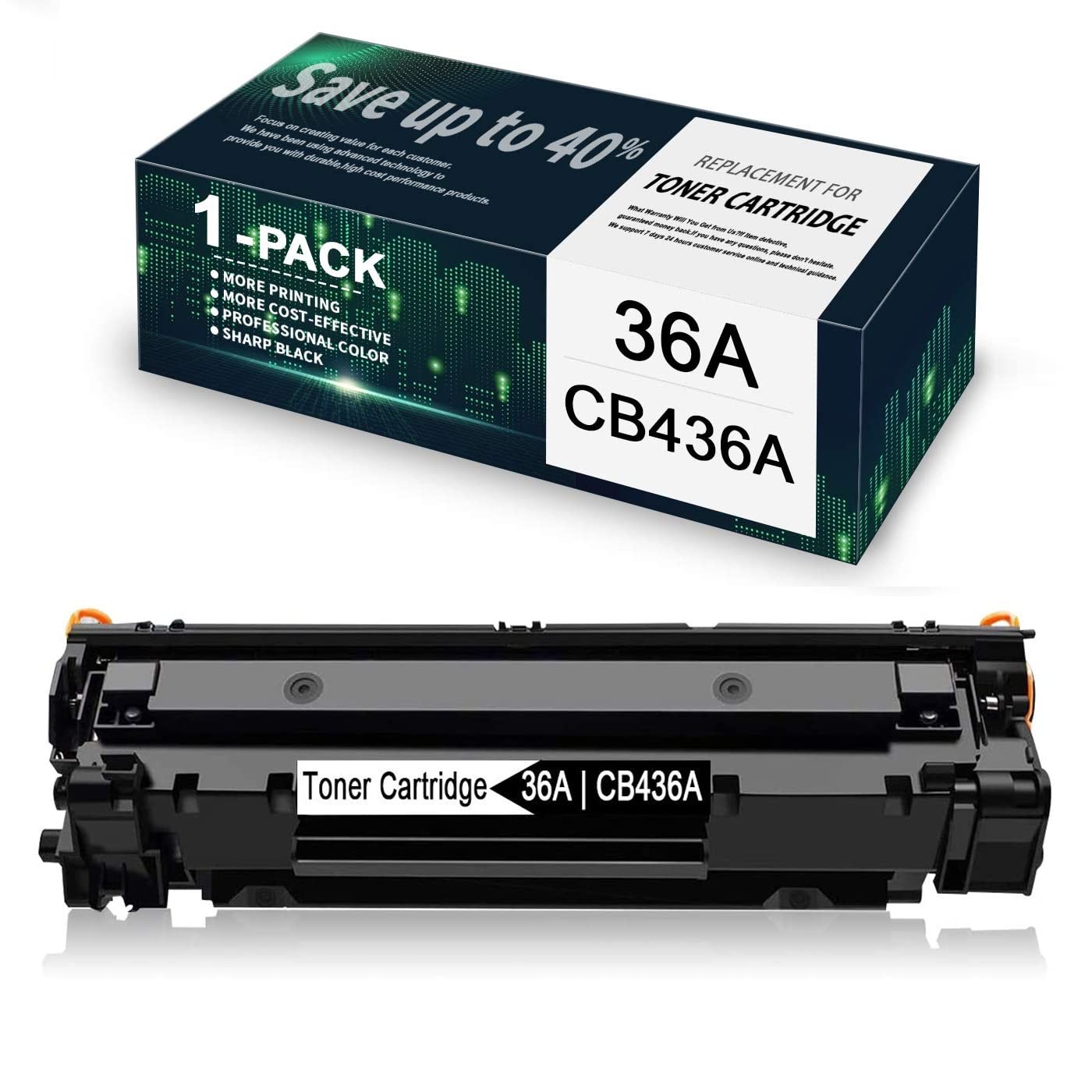 1 Pack Black CB436A Toner Cartridge for HP Laserjet M1522n MFP M1523nf M1120