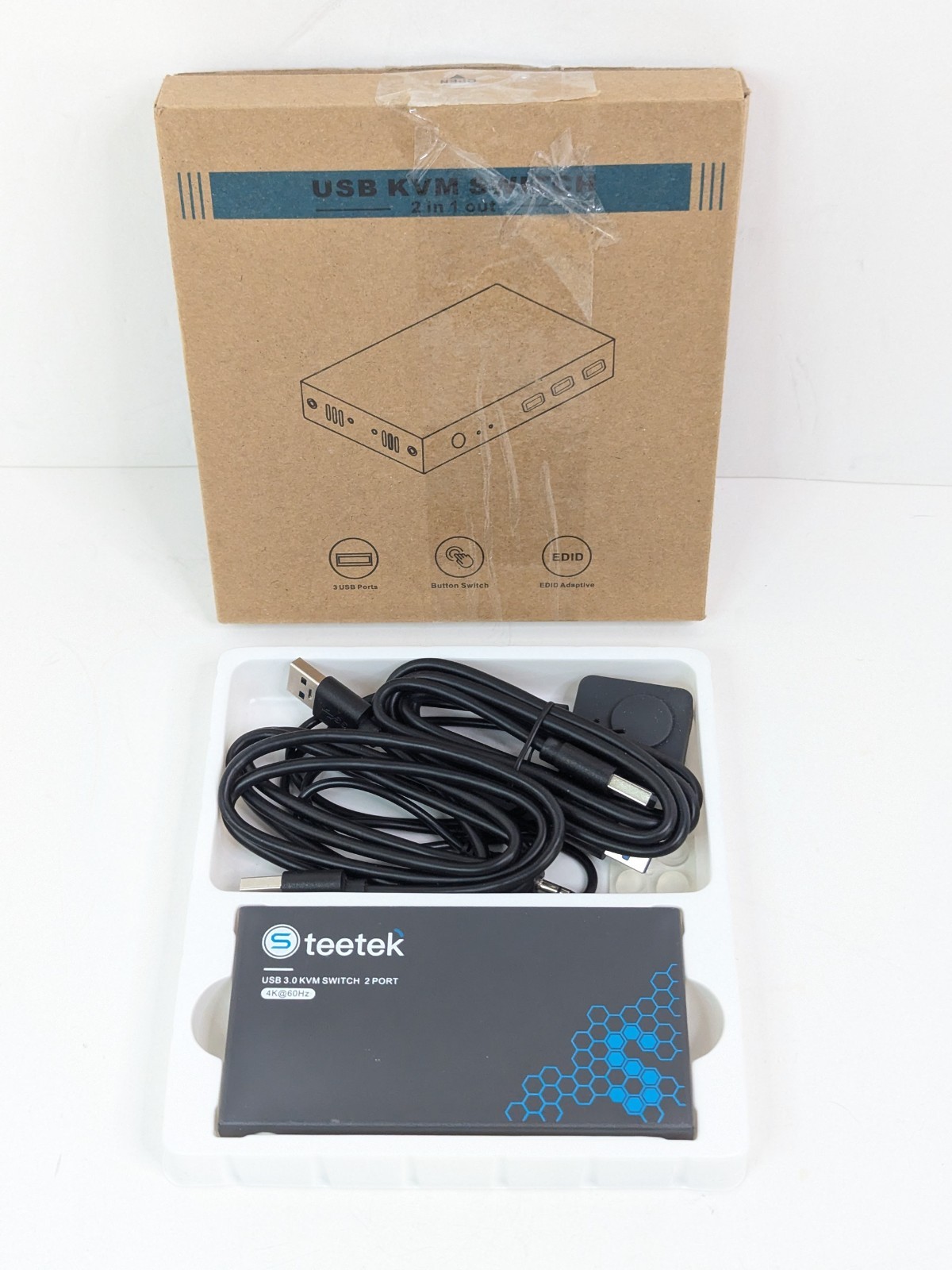 Steetek 2 Port DP USB 3.0 KVM Switch 4K@60Hz, KVM Switch Displayport 2 in 1