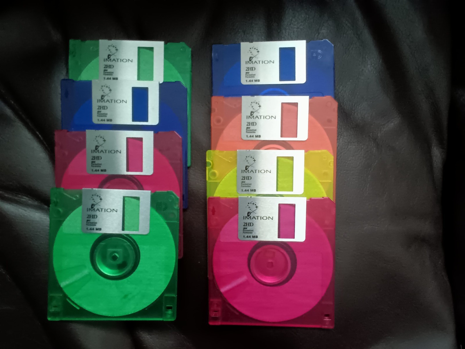 IMATION 2HD Floppy Disc Diskettes IBM Formatted 1.40MB Neon Color Lot Of 8